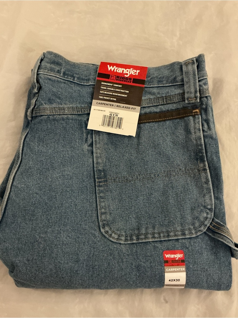 NWT Wrangler Carpenter jeans Relaxed Fit 42x30